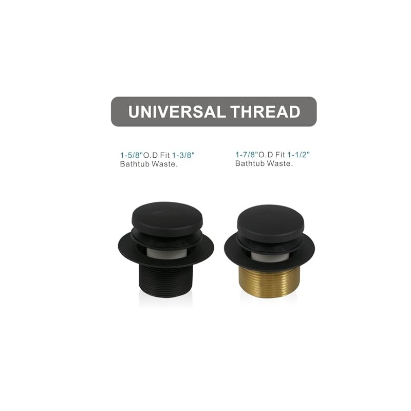 Black Bathtub Drain Tip-Toe Single Hole,Welsan Tub Drain Trim Set