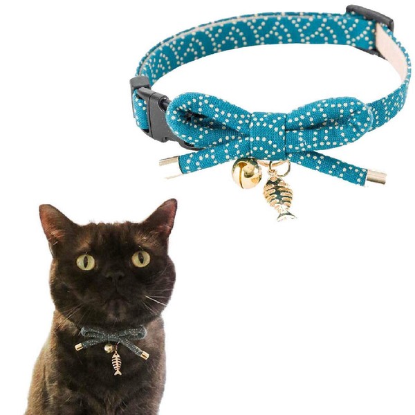 Necoichi Zen Fish Charm Cat Collar (Blue)
