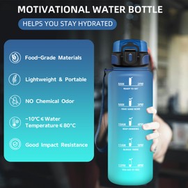 Drinking Bottle, 1.5 Litres, Sports Water Bottle with Filter, Gym Water Bottle with Time Marking, Can Be Carried, Leak-Proof, for Camping, Hiking, Yoga, Running
