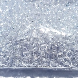 400 Pcs Transparent Acrylic Pony Beads Clear Glitter Hair Braids Beads Large Holde Loose Beads Craft Spacer Beads for Jewelry Making