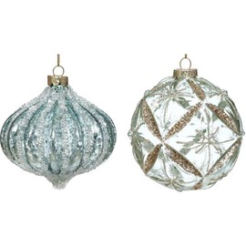 Mark Roberts Christmas 2023 Crackled Ornament - 3.5-4 Inches, Assortment of 2, Rustic Christmas Decor