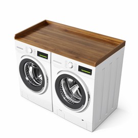 Washer Dryer Countertop, Laundry Topper Countertop for Washer and Dryer, 54" Width x 27.5" Depth Laundry Room Organization Storage (Dark Wood)
