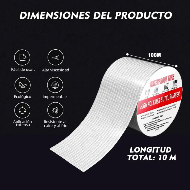 Cinta Adhesiva Papel Aluminio Cobbelux Impermeable 10cmx10m Techos
