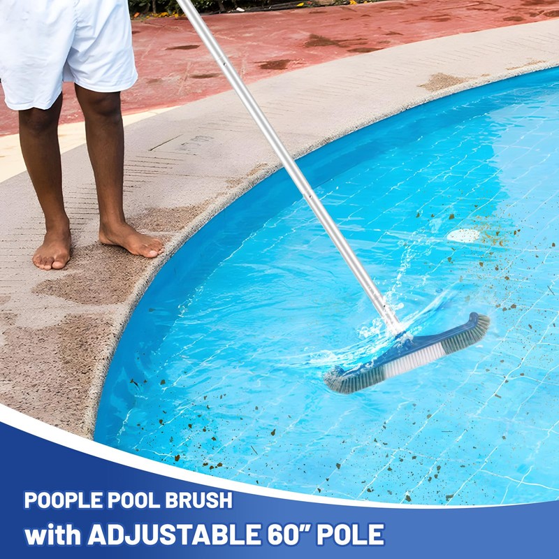 Pool Cleaning Kit, 16'' Pool Brush Head & Pool Skimmer