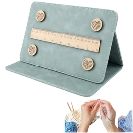 Knitting Chart Holder with Magnet Ruler - Foldable Knitting Tool Accessories for Crochet, Cross Stitch & Needle Arts,Crochet Tools Chart Keepe,Magnetic Pattern Keeper (Blue)