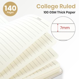 Lined Spiral Journal Notebook for Women, A5 College Ruled Journals for Writing, Hardcover Notebooks for Work, Note Taking and Office School Supplies,140 Pages - Grey Beige