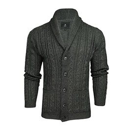 Xact Mens Cable Shawl Neck Cardigan (Charcoal Marl) M