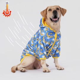LovinPet Boy Large Dog Hoodies, Easy Wearing Cold Winter Dog Coats, Skin-Friendly Flannel Fabric Clothes for Dog, Dreamy Bear Prints Dog Clothes, Warm Dog Clothes for Large Dogs Breed,2XL