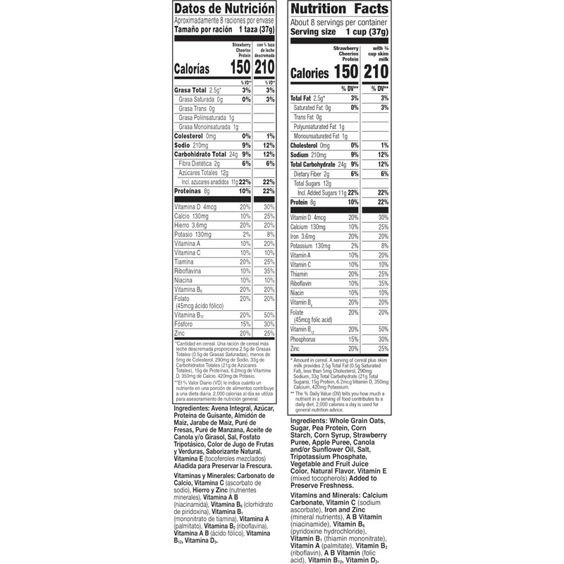 Cheerios Protein Cereal, Strawberry, 8g Protein, Large Size, 11.2 oz