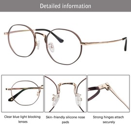 LAMBBAA Accessories Reading Glasses Titanium Frame Glasses Classic Computer Flexible Anti Eyestrain For Men Women(rose coffee,+0.00Magnification)