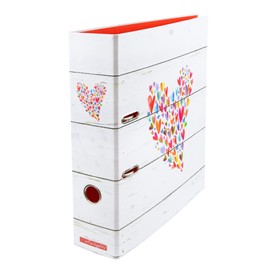 With Love – Folder DIN A4 approx. 8 cm Wide Motif Folder Heart Motif Colourful Wood Look Bright Happy Girls Women