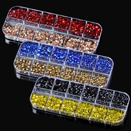 Massive Beads 4500pcs+ Flatback Glass Hotfix Iron On Rhinestones Crystal for DIY Making with 1 Tweezer & 1 Picking Pen for Shoe, Cloth, Face Art, Bag, Manicure(3-Sizes,6-colors, Multi-Color Series#1)