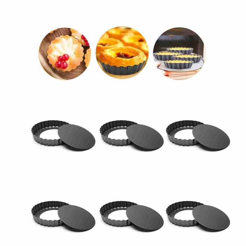 6Pcs 3in Quiche Pan Food Grade Prevents Sticking Carbon Steel