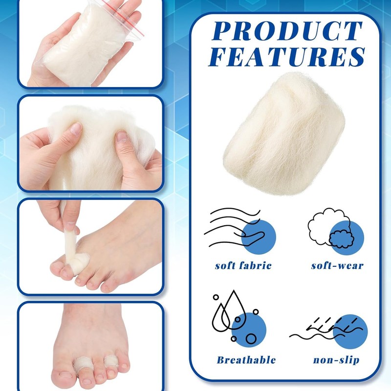 Skeerthy Lambs Wool for Toes Gentle Breathable, 5 Bags Lambs