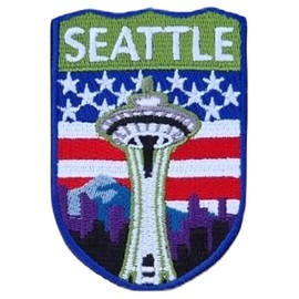 Seattle Washington Shield Patch (3") Iron-On Badge Travel USA Souvenir Emblem for Backpacks Jackets Hats Bags Crafts Gift Patches