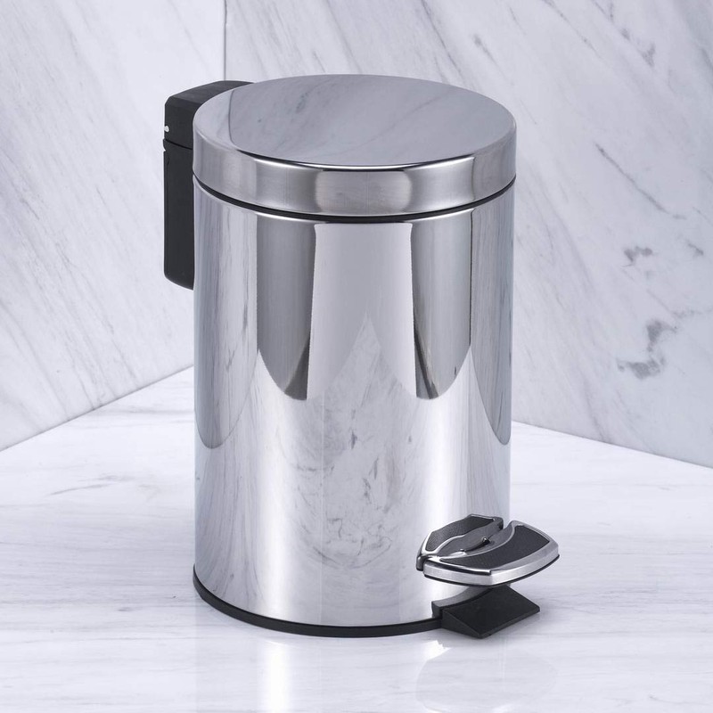 VINNDUNN Soft Close Pedal Bin, 3 Litre, Stainless Steel (Chrome,