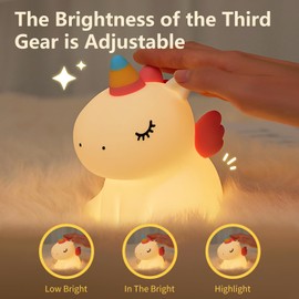 AmmToo Nachtlicht Kinder Nachtlampe -Lampe Dimmbar Timer, Touch-Steuerung Silikon Nachtlicht Baby, USB-Aufladbar Niedliche Panda Lampe, Cute Nachtlicht Kinderzimmer (Nachtlicht Kinder Einhorn)