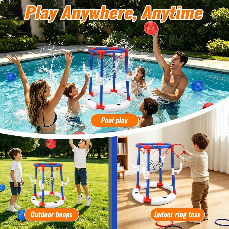 Mocuba Floating Pool Basketball Hoop, Water-Fillable Stable Base