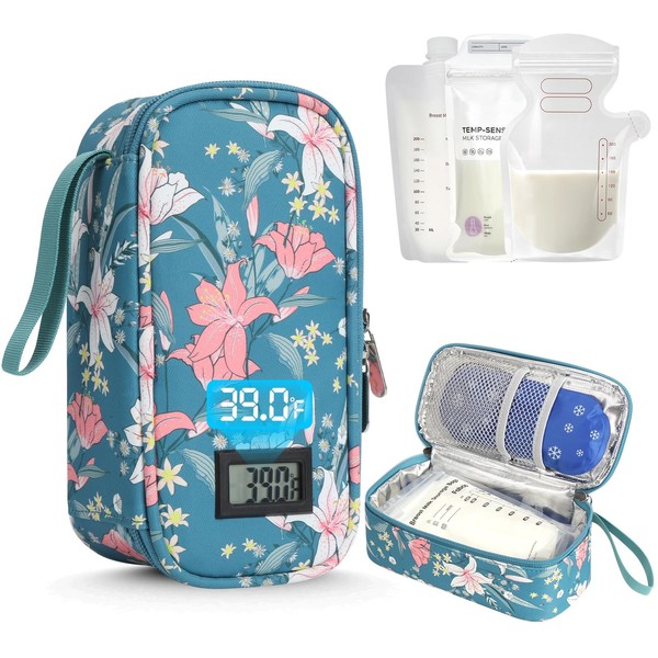 YOUSHARES Breastmilk Cooler Travel Bag with Digital Thermometer, Small Insulated