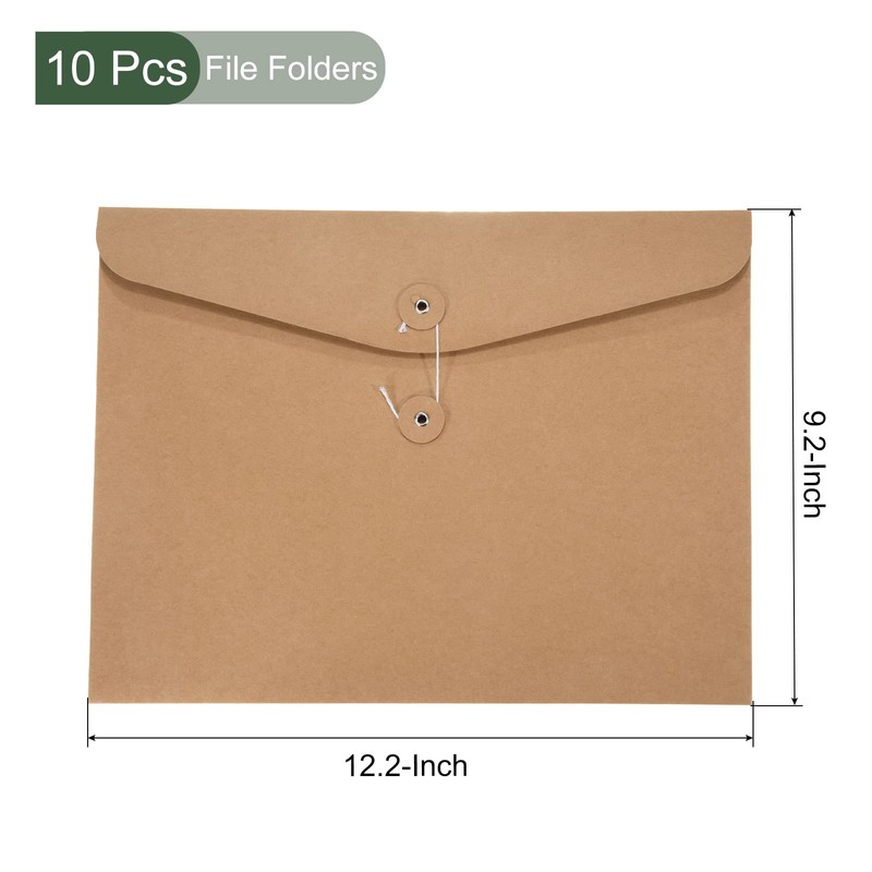 YOKIVE 10 Pack String Envelope File Folder, String Tie Closure
