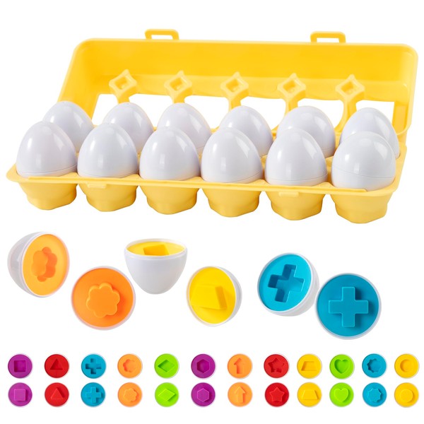 Wisplye Matching Eggs Toy Children, Pack of 12 Montessori Puzzle