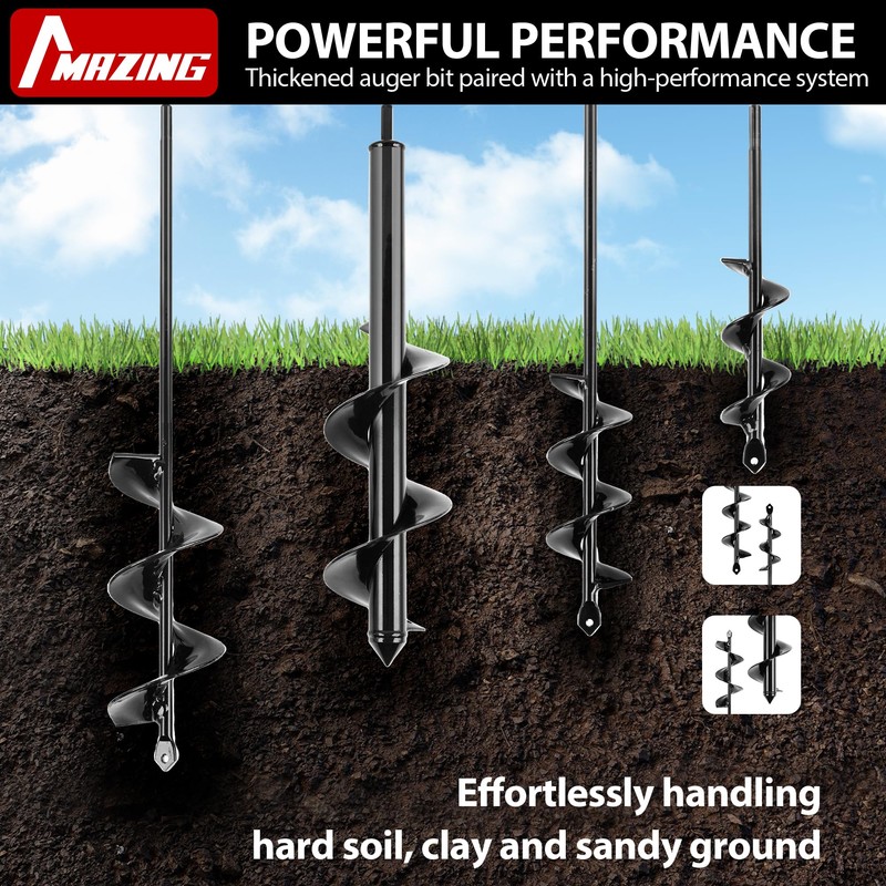 MAZING Auger Drill Bit for Planting, 4Pcs Garden Ground Earth