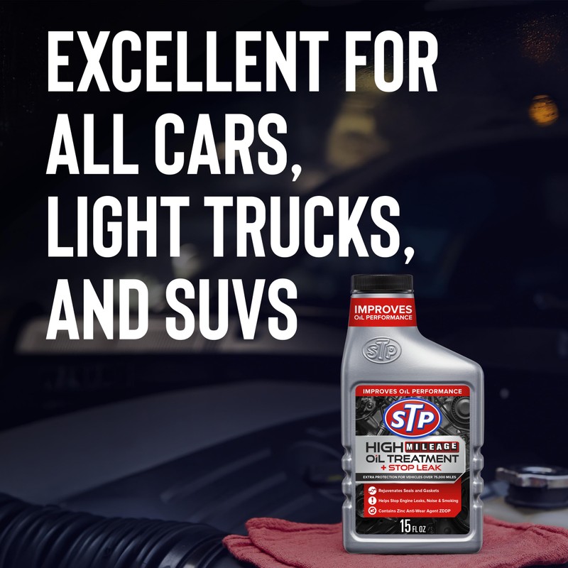 STP High Mileage Oil Treatment + Stop Leak Engine Oil