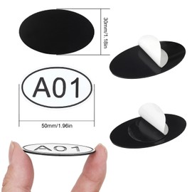 NumRealm White Oval Locker Cabinet Number Tags - 30mm x 50mm ABS Engraved Table Numbers Labels, 100 Packs - A01 to A100