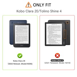 GUAGUA Case for Kobo Clara 2E 6" 2022 Release -Premium PU Origami Stand Protective Back Cover with Auto Wake/Sleep Dark Green