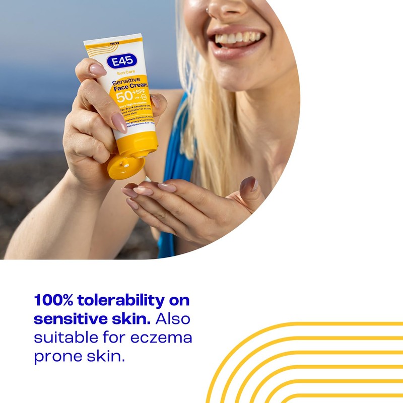 E45 SPF50+ Sensitive Sun Cream for Face with Hyaluronic Acid