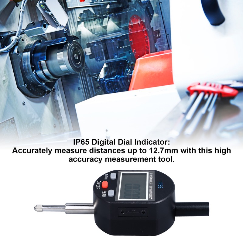 Digital Dial Indicator 0‑12.7mm Range 0.01mm Resolution IP65 Waterproof Digital