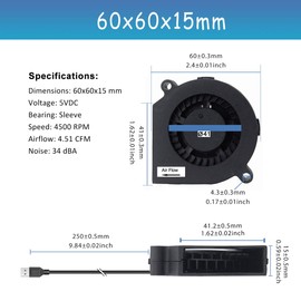 GDSTIME USB Speed Control Fans, Dual 60mm x 15mm 5V DC Small USB Fasn Brushless Cooling Fans Ventilateur for Computer Case Microgreen Growing Cooling and Other Small Applications
