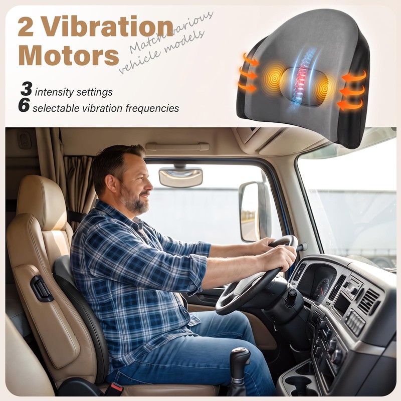 TIMBERHIDE Lumbar Support Pillow for Car, Built in Vibration Massage,