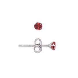 3MM Sterling Silver Earrings Ruby Red Cubic Zirconia Studs for Women Men