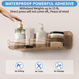 Diesisa 2pc Acrylic Wall Mounted Shower Caddy, Adhesive Shelf, Bathroom Shelves for Wall, Self Organizer, No Drilling Hang Walls, with Self Adhesive Tape, for Bathroom, Kitchen, Living Room