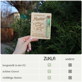 ZUKLA Packaging for Money Gifts Master Graduation Gift 2026-13 x 10 cm - with Test Tube - Wood - Sponsion Gift