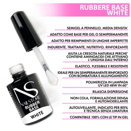 Nail Store - Rubber Milky White Base for Thin and Weak Nails, Strengthens Natural Nails, Base Gel Adhesion for Semi-Permanent Nail Polish, Strong Self Levelling Adhesion