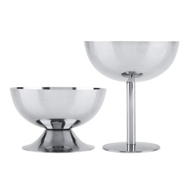 Raguso Stainless Steel Ice Cream Sundae Sorbet Vanilla Pudding Serving Dessert Bowls for Salad Fruit Pudding (Short)
