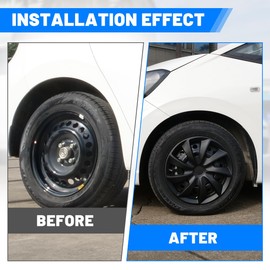 Winjet 17 Inch Black Hubcaps Best for 17inch Standard Steel Rims - Snap On Auto Tire Replacement Exterior Cap Hub Caps for Car Truck SUV - Fits Most Cars (Set of 4, Black Matte)