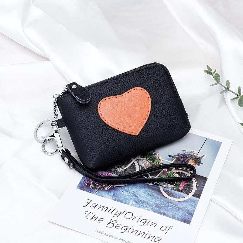 Yocipa Women's Coin Purse, Heart Pattern, Coin Case, Small Genuine