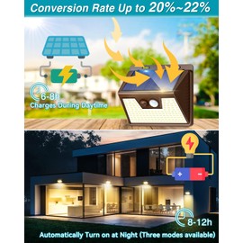 Solar Lights Outdoor 2 Pack, 140LED/3 Modes Motion Sensor Lights Solar Powered, Wireless IP65 Waterproof Solar Wall Lights Outdoor Lights, Bright for Deck Fence Patio Front Door, Warm Light (Brown)