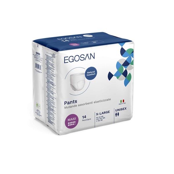 EGOSAN Maxi Incontinence Underwear, Pull Up Style Lightweight Breathable Disposable with Newly Designed Acquisition Layer with Max Absorbency, Unisex (XL. 14 ct)