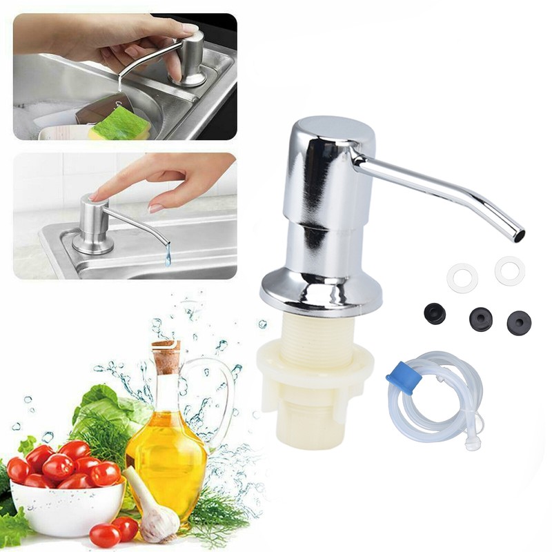 Sink Soap Dispenser Kit with Silicone Tube Stainless Steel Electroplating