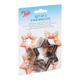Tala Stainless Steel Star Design Cookie Cutters, Set of 3 Cutters in different sizes
