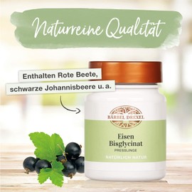 BÄRBEL DREXEL® Eisen Tabletten, Hoch Bioverfügbares Eisen Bisglycinat (Eisen 2 Oxid) + Natürliches Vitamin C (96 Stk) 100% Vegane Herstellung Deutschland Blutbildung Eisen II Eisenmangel