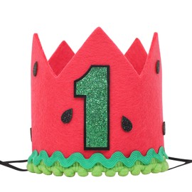 YOUAME Watermelon Birthday Crown - Fruit Themed Party Supplies For 1st Birthday, Photo Booth Props and Baby Decorations