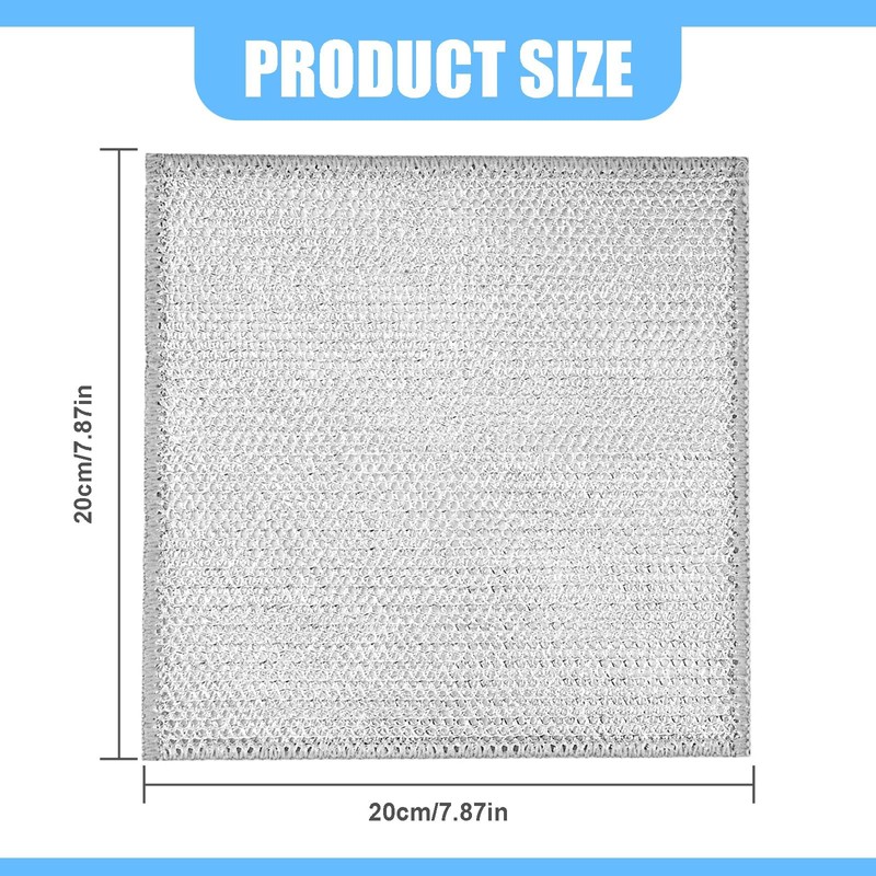 10PCS Double Layer Wire Dishwashing Cloths, 20x20 cm Multifunctional Non