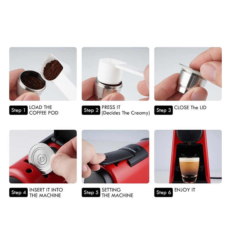 RECAFIMIL Reusable Compatible Capsule for Nespresso Machines Stainless Steel Refillable