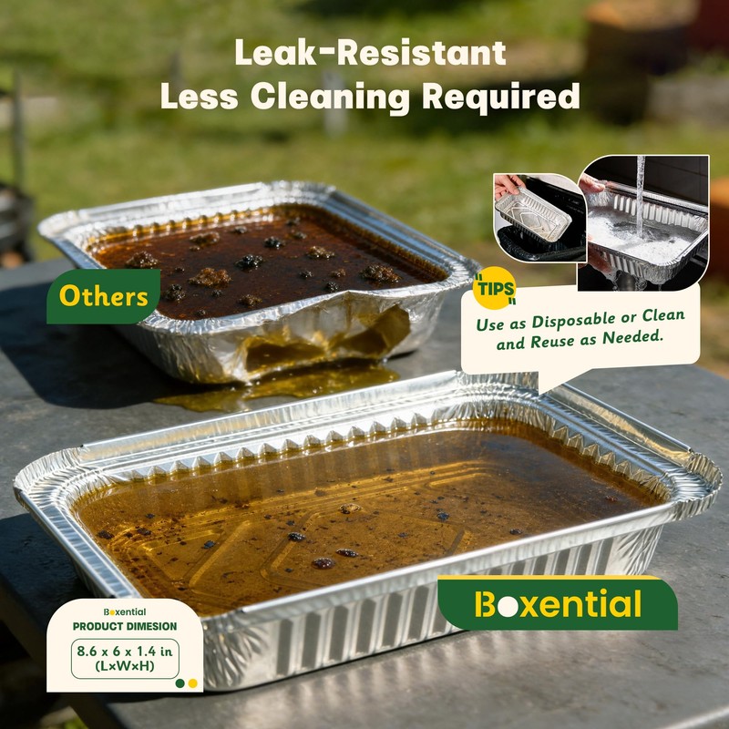 Boxential 25 Pack 8.6" x 6" Grill Drip Pans Compatible