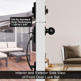 Haidms Front Door Lock Set, Black Front Door Handle and Deadbolt Set, Entry Door Locksets with Deadbolt Single Cylinder, Exterior Door Handle Set